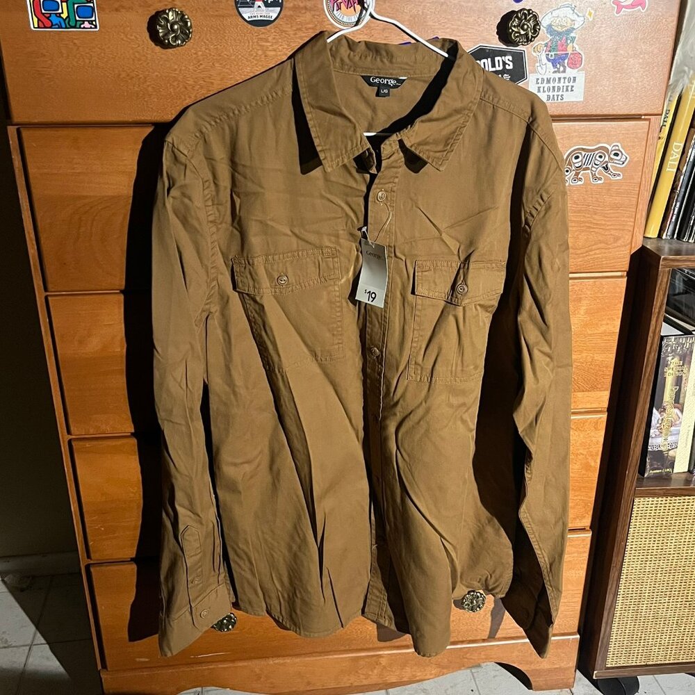 George Washed Twill Utility Shirt – Camel NWT